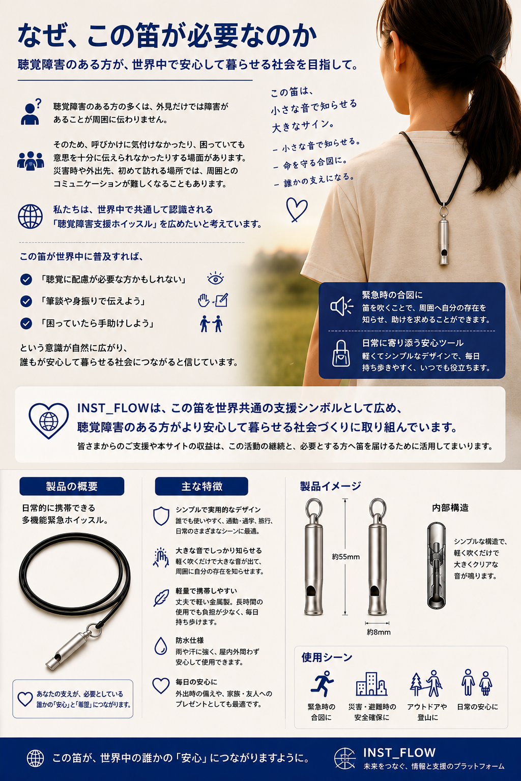 聴覚障害者支援プロジェクトの笛