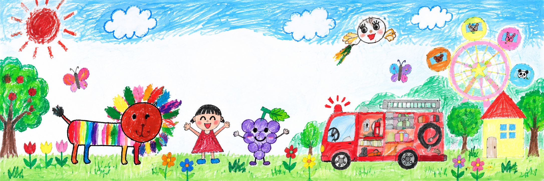 子どもたちが描いたカラフルな作品